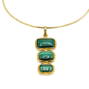 COLLANA OTTONE KLK GIOIELLI CON PIETRE MALACHITE