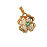 Ciondolo oro giallo fiore con zirconi