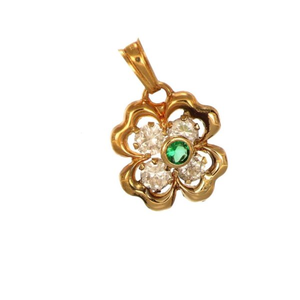 Ciondolo oro giallo fiore con zirconi