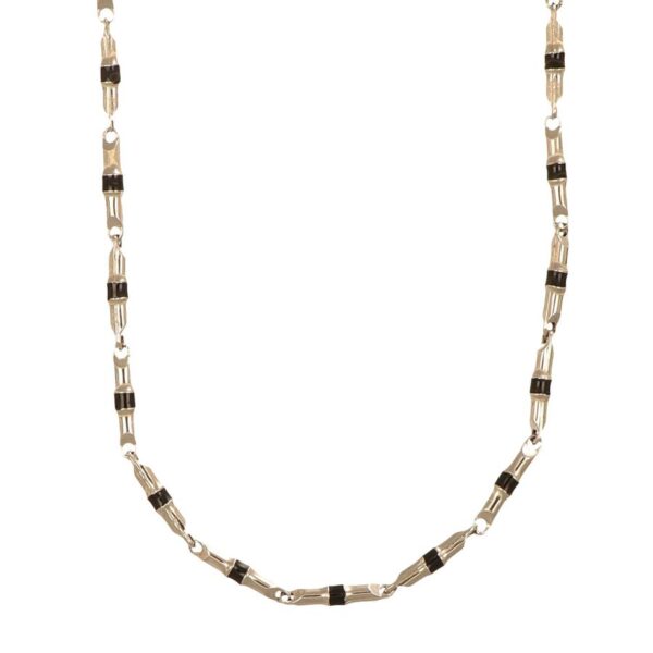 Collana oro bianco con smalto nero
