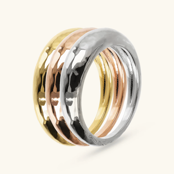 ANELLO FEDINE TRICOLOR MARTELLATO ETRUSCA GIOELLI