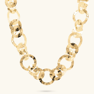 COLLANA CON MAGLIE AD ANELLI MARTELLATA PLACCATA IN ORO ETRUSCA GIOELLI