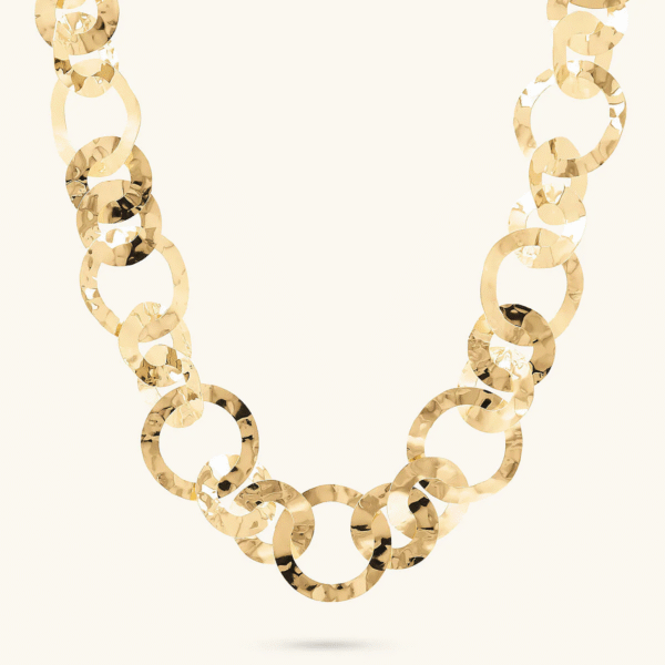 COLLANA CON MAGLIE AD ANELLI MARTELLATA PLACCATA IN ORO ETRUSCA GIOELLI