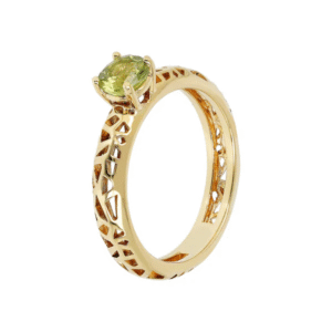 ANELLO TRAFORATO IN ARGENTO PLACCATO IN ORO SOLITARIO CON PERIDOTO ETRUSCA GIOELLI