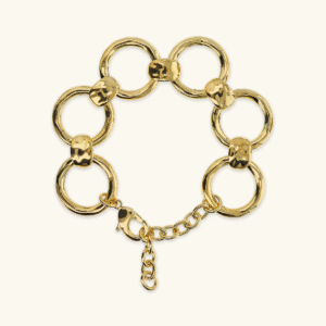 BRACCIALE AD ANELLI MARTELLATO PLACCATO IN ORO ETRUSCA GIOELLI