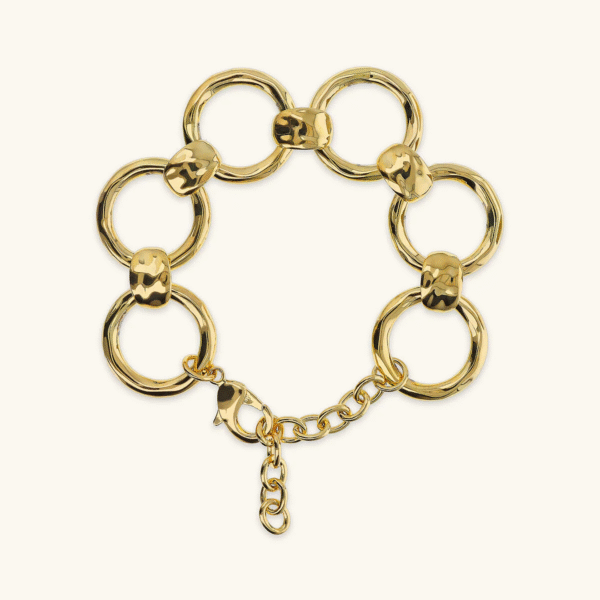 BRACCIALE AD ANELLI MARTELLATO PLACCATO IN ORO ETRUSCA GIOELLI