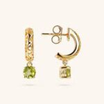 ORECCHINI PENDENTI TRAFORATI IN ARGENTO PLACCATO IN ORO E PERIDOTO ETRUSCA GIOIELLI