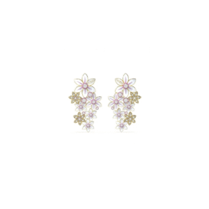 ORECCHINI ACCIAIO DORATI LOBO CON FIORI SMALTATI E ZIRCONI GUESS