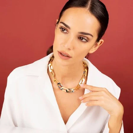 COLLANA CATENA RETTANGOLARE PIATTA MARTELLATA ETRUSCA GIOELLI