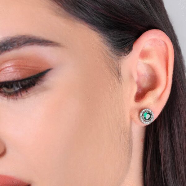 ORECCHINI DONNA IN ACCIAIO ZIRCONE VERDE LUCA BARRA