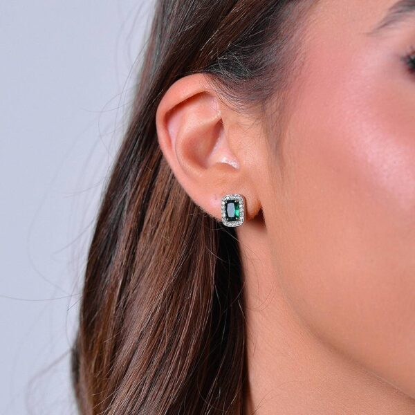 ORECCHINI DONNA IN ACCIAIO CRISTALLI E ZIRCONE VERDE LUCA BARRA