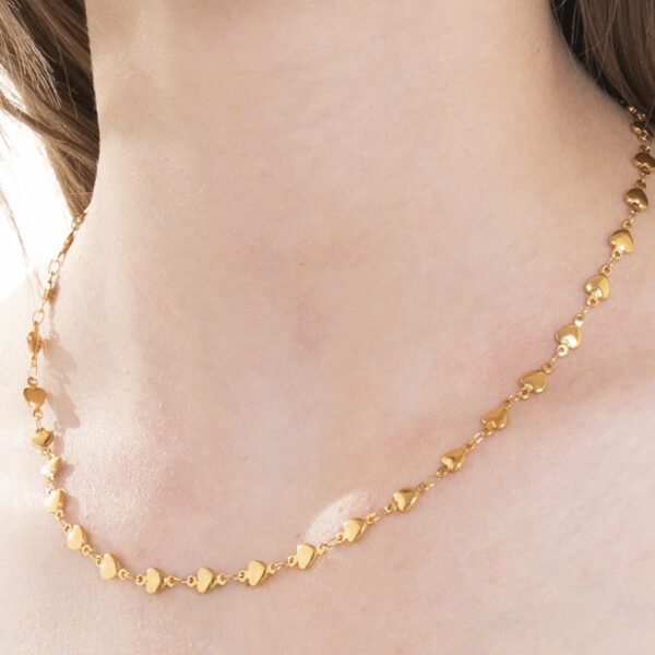COLLANA DONNA IN ACCIAIO IP GOLD CON CUORI LUCA BARRA