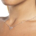 COLLANA DONNA IN ACCIAIO CON CUORE E PUNTI LUCE IN ZIRCONE BIANCO LUCA BARRA