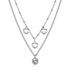 COLLANA DOPPIOFILO AURORA IN ACCIAIO 316L, CON CRISTALLI S'AGAPO