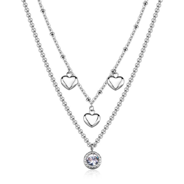 COLLANA DOPPIOFILO AURORA IN ACCIAIO 316L, CON CRISTALLI  S'AGAPO