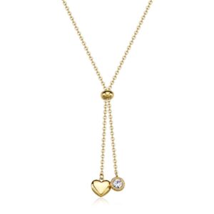 COLLANA A Y AURORA IN ACCIAIO 316L, FINITURA PVD CRISTALLI E CUORE S'AGAPO