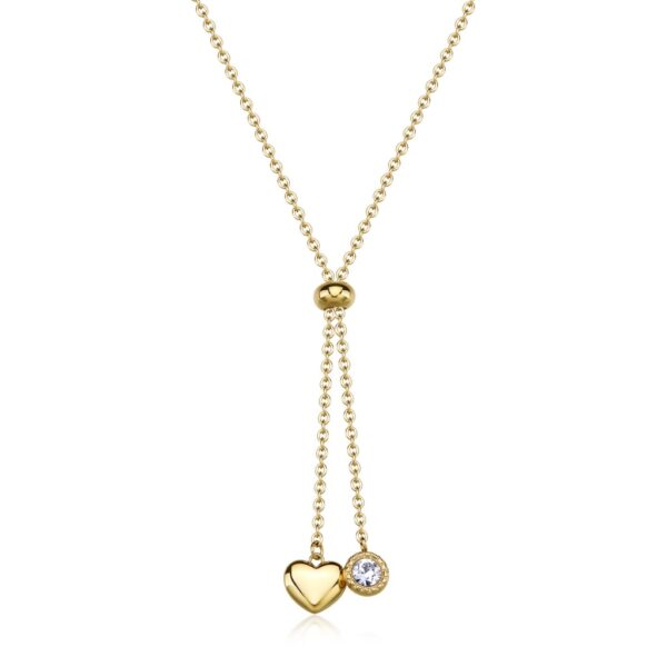 COLLANA A Y AURORA IN ACCIAIO 316L, FINITURA PVD CRISTALLI E CUORE S'AGAPO