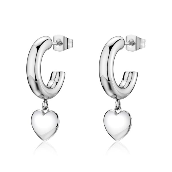 ORECCHINI A CERCHIETTO AURORA IN ACCIAIO 316L, CON CIONDOLI CUORE S'AGAPO