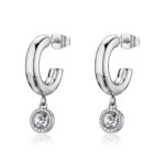 Orecchini a cerchietto in acciaio 316L con cristalli pendenti S'AGAPO
