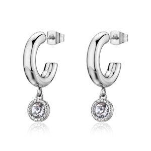 Orecchini a cerchietto in acciaio 316L con cristalli pendenti S'AGAPO