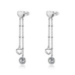 Orecchini pendenti in acciaio 316L con cuori e cristalli S'AGAPO