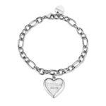 Bracciale catena in acciaio 316L con pendente a forma di cuore e incisione "Ti voglio bene" S'AGAPO