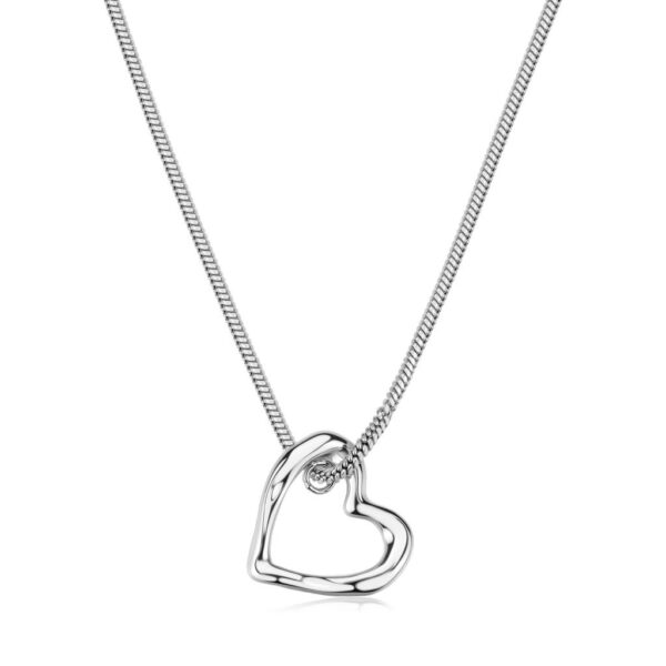 COLLANA EMOTION IN ACCIAIO 316L, CON PENDENTE  A CUORE S'AGAPO