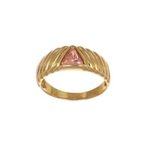 BRACCIALE ORO GIALLO CON ZIRCONE ROSA TRIANGOLARE