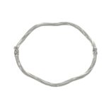 BRACCIALE ORO BIANCO RIGIDO LAVORATO ONDA