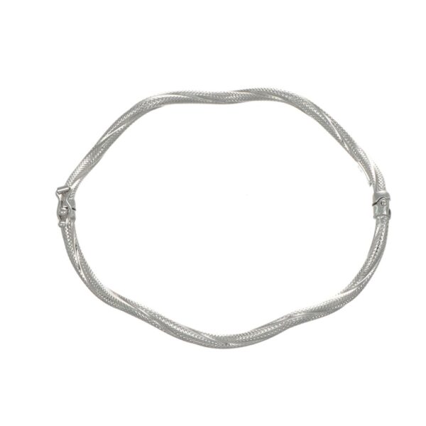 BRACCIALE ORO BIANCO RIGIDO LAVORATO ONDA