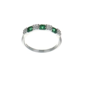 ANELLO ORO BIANCO RIVIERA CON ZIRCONI BIANCHI E VERDI