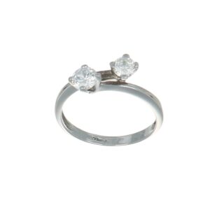 ANELLO ORO BIANCO CONTRARIE CON ZIRCONI BIANCHI