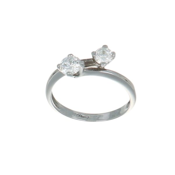 ANELLO ORO BIANCO CONTRARIE CON ZIRCONI BIANCHI