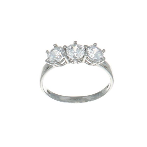 ANELLO ORO BIANCO TRILOGY CON ZIRCONI BIANCHI