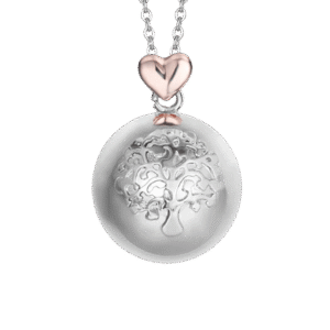 COLLANA CHIAMA ANGELI IN ACCIAIO,SFERA IN METALLO CON ALBERO DELLA VITA E CUORE LUCA BARRA