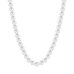 COLLANA ACCIAIO CON PERLE SINTETICHE BIANCHE LUCA BARRA