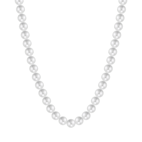 COLLANA ACCIAIO CON PERLE SINTETICHE BIANCHE LUCA BARRA