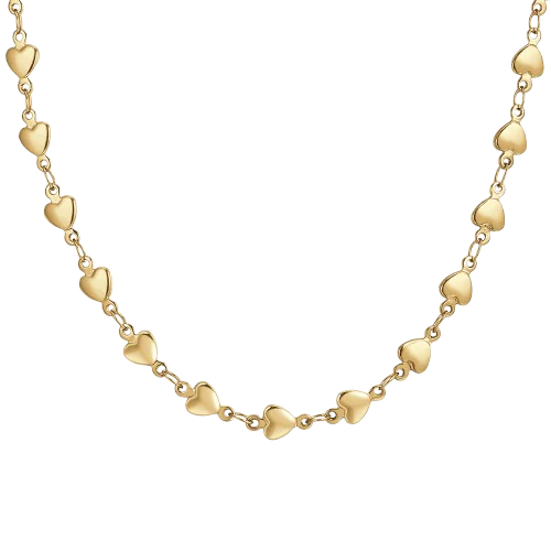 COLLANA DONNA IN ACCIAIO IP GOLD CON CUORI LUCA BARRA