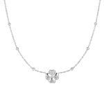 COLLANA DONNA IN ACCIAIO CON QUADRIFOGLIO E PUNTI LUCE IN ZIRCONE BIANCO LUCA BARRA