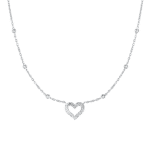 COLLANA DONNA IN ACCIAIO CON CUORE E PUNTI LUCE IN ZIRCONE BIANCO LUCA BARRA