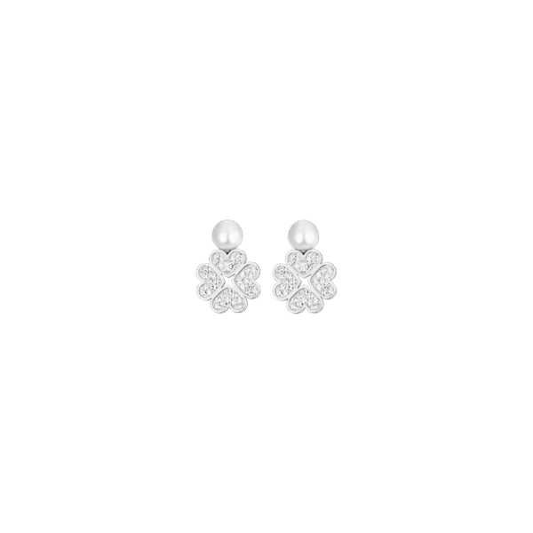 ORECCHINI DONNA IN ACCIAIO PERLA E QUADRIFOGLIO LUCA BARRA