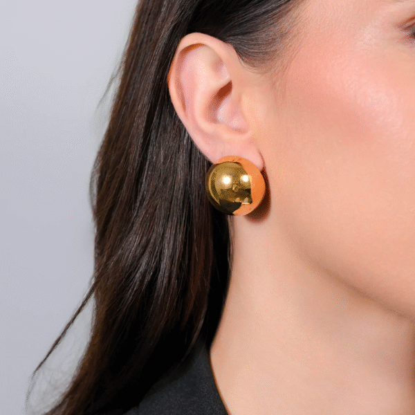 ORECCHINI DONNA A BOTTONE 16 MM IN ACCIAIO IP GOLD LUCA BARRA