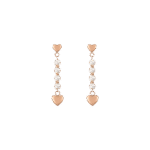 ORECCHINI DONNA IN ACCIAIO IP GOLD E PERLE BIANCHE CON CUORE IP ROSE LUCA BARRA