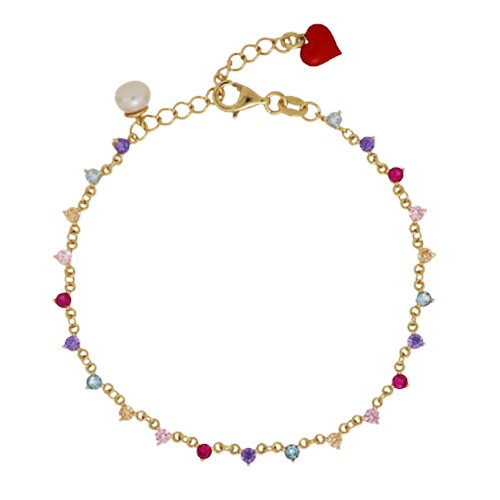 BRACCIALE ARGENTO CON ZIRCONI COLORATI CUORI MILANO