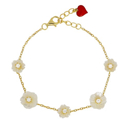 BRACCIALE ARGENTO CON FIORI CUORI MILANO