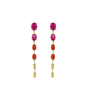 ORECCHINI ARGENTO PENDENTI CON ZIRCONI COLORATI CUORI MILANO