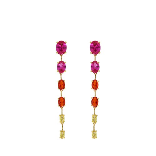 ORECCHINI ARGENTO PENDENTI CON ZIRCONI COLORATI CUORI MILANO