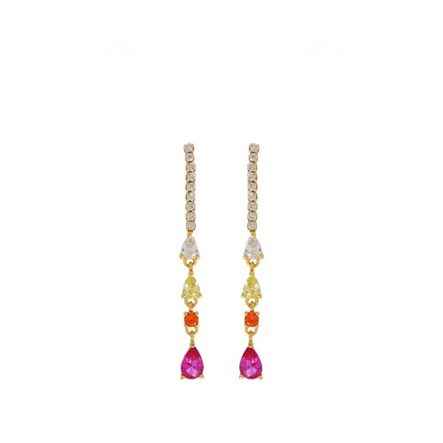 ORECCHINI ARGENTO CON ZIRCONI COLORATI CUORI MILANO