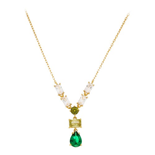 COLLANA ARGENTO CON ZIRCONI VERDI CUORI MILANO