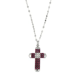 COLLANA ORO BIANCO CON CROCE CON DIAMANTI